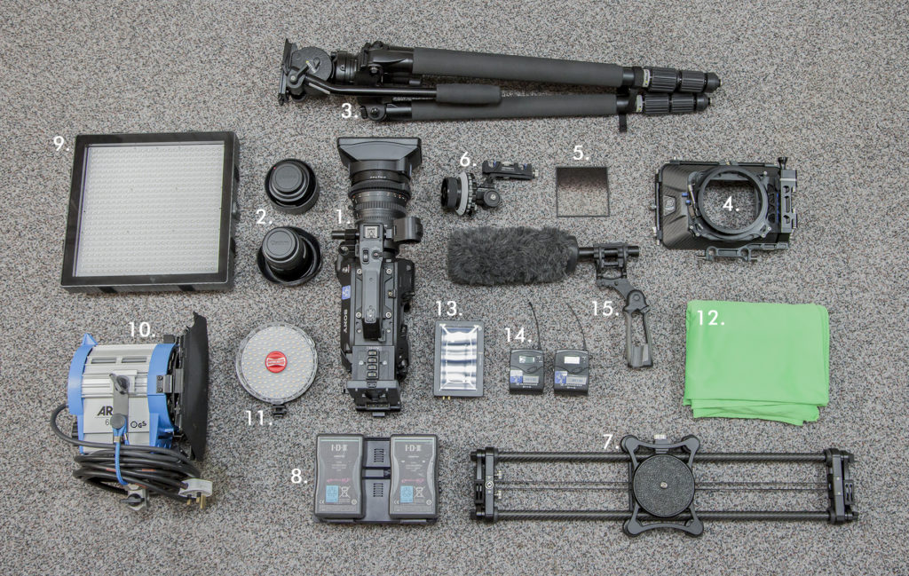 Some of the kit available for filming