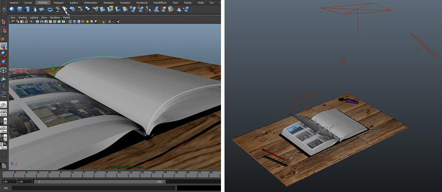 Screenshots from the setup in Maya