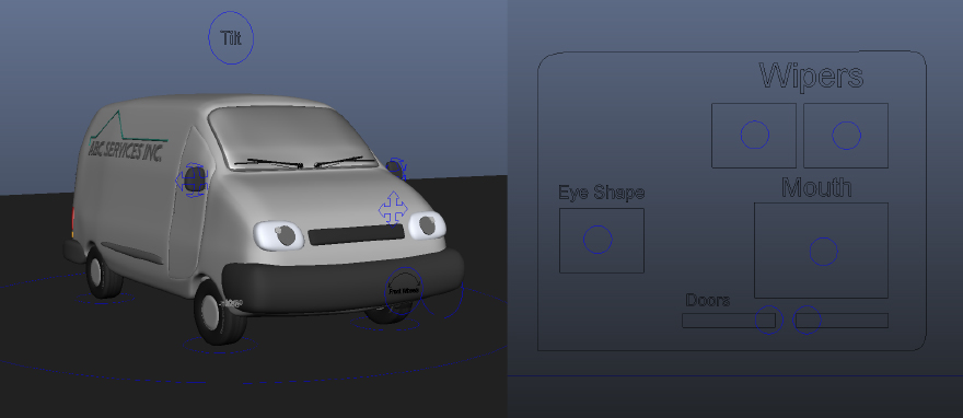 Rigging the main van in Maya