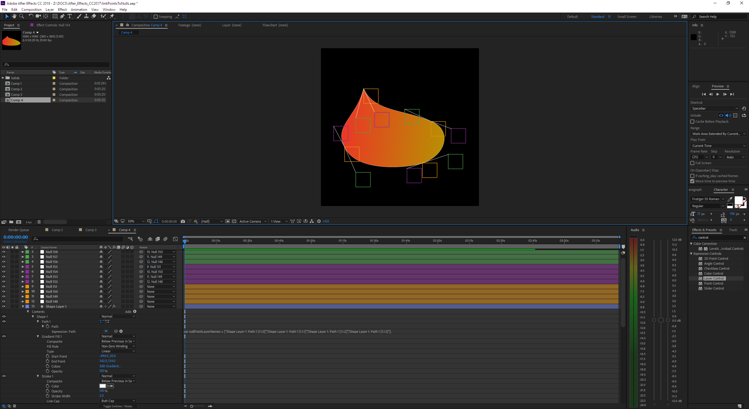 After Effects tutorial: link path points AND tangents to nulls